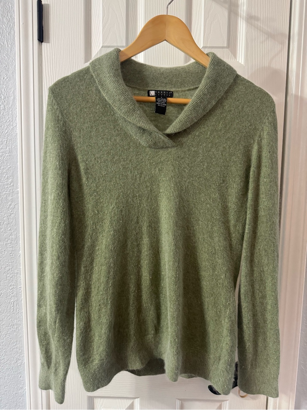 Carole Little Olive Green Cowl Neck Sweater